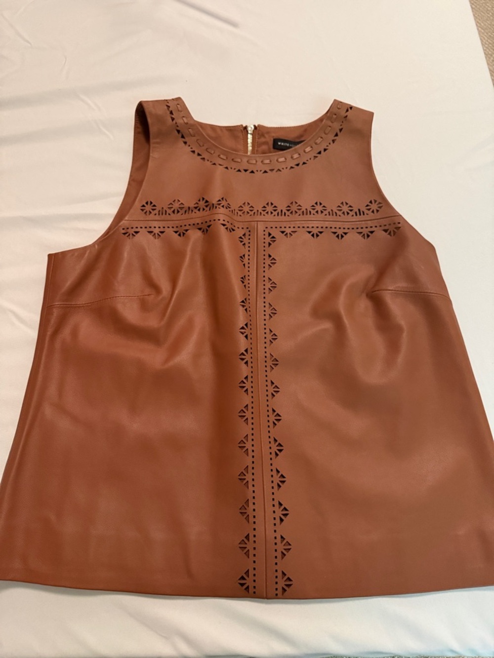 White House Black Market Leather Trim Sleeveless Top 4